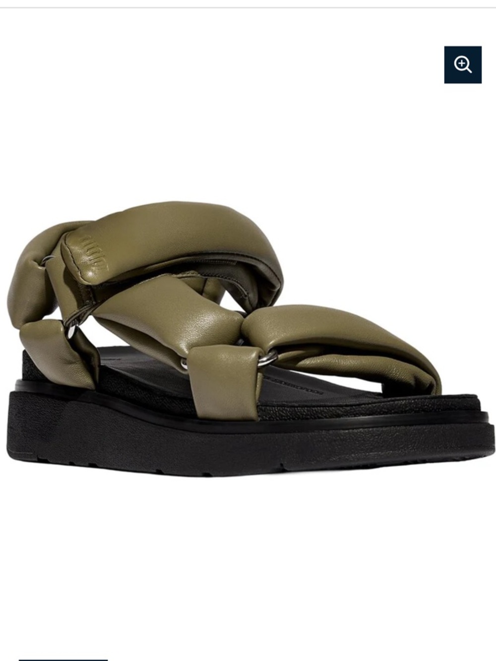 Fitflop Olive Padded Strap Slide Sandal with Black Sole